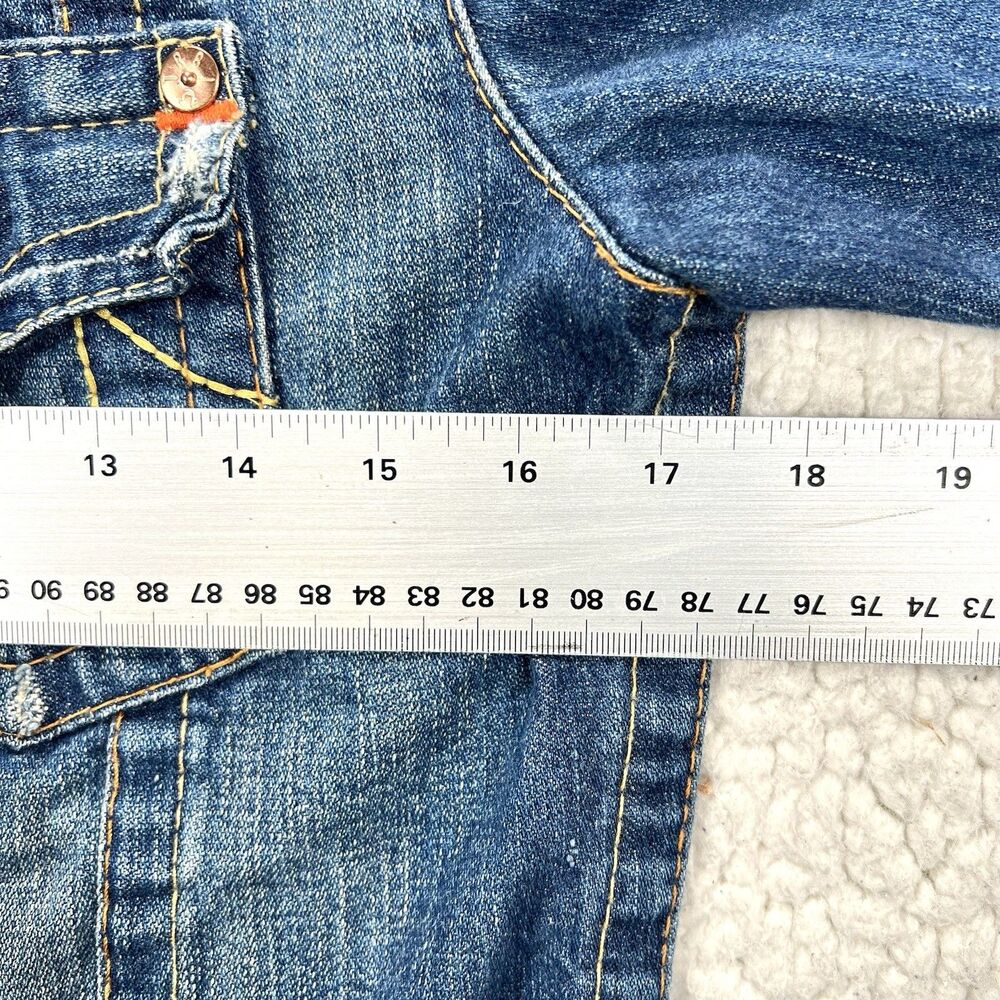 True Religion Denim Trucker Jacket Jimmy Women's Medium Distressed Y2K - Picture 13 of 14